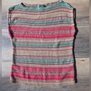 Lauren Ralph Lauren Multicolor Cotton And Linen Knit Sleeveless Sweater
